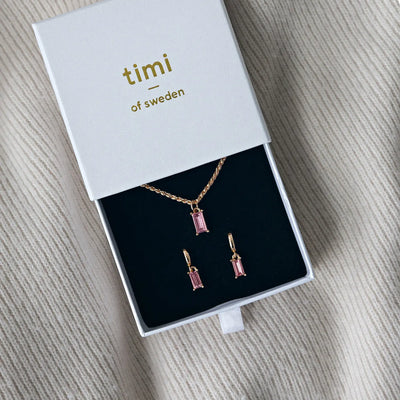 Ensemble en cristal avec collier et boucles d'oreilles