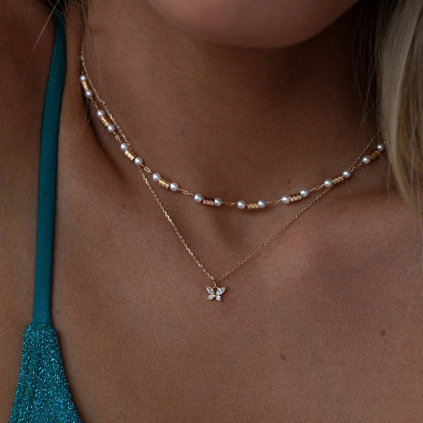 Leah - Collier Papillon Cristal Blanc
