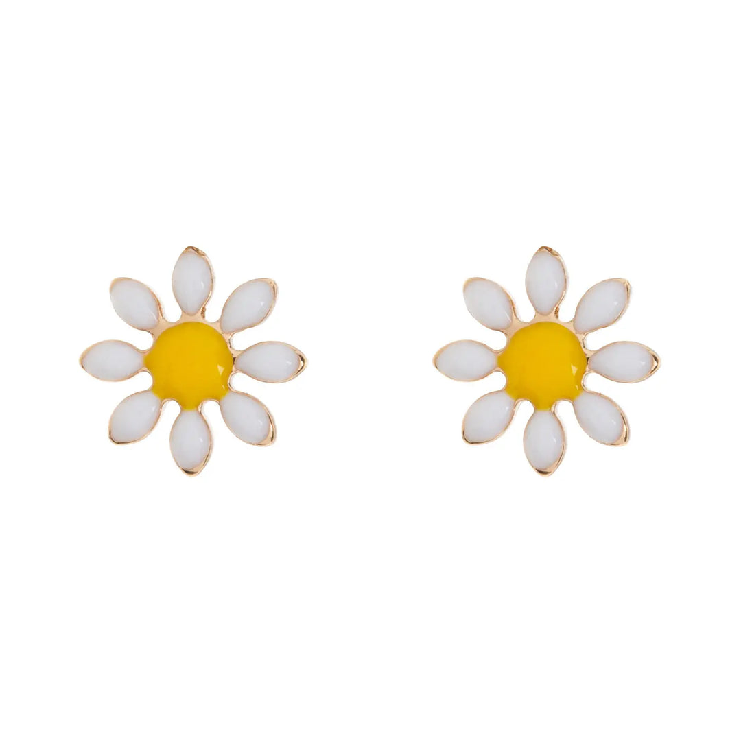 Doris - Daisy Flower Enamel Stud Earrings