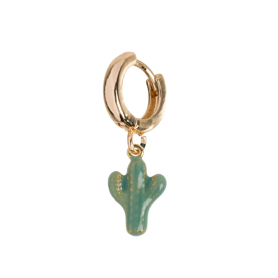 Doris - Cactus Enamel Hoop Earring