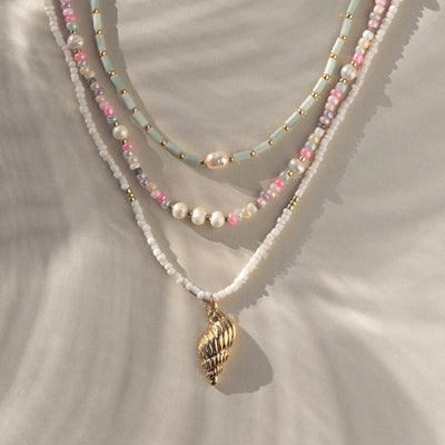 Tess - Collier de perles et perles pastel