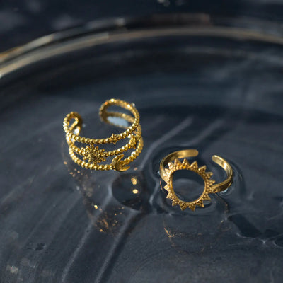 Camille - Bague Lune et Étoile Acier Inoxydable