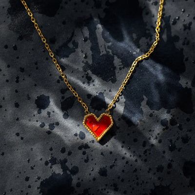 Sarah - Collier Coeur Rouge Acier Inoxydable