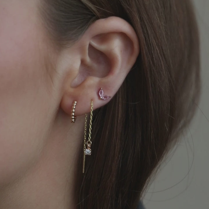 Leah - Boucles d'oreilles à tige en cristal et feuille